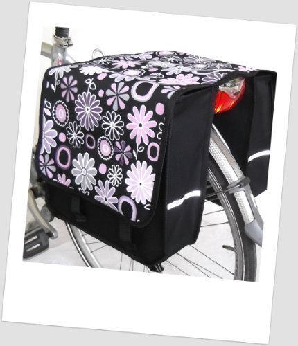 Baby-Joy Fahrradtasche JOY Kinderfahrradtasche Satteltasche Gepäckträgertasche 2 x 5 Liter 13 Flower Purple