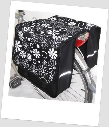 Baby-Joy Fahrradtasche JOY Kinderfahrradtasche Satteltasche Gepäckträgertasche 2 x 5 Liter 15 Flower White