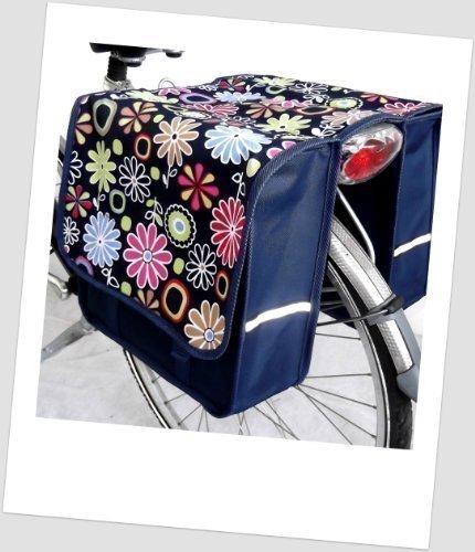 Baby-Joy Fahrradtasche JOY Kinderfahrradtasche Satteltasche Gepäckträgertasche 2 x 5 Liter 17 Flower Navy
