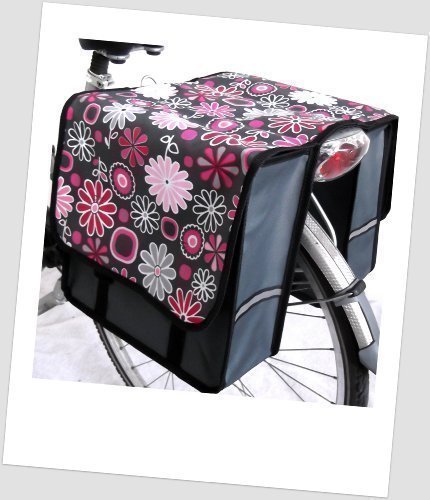 Baby-Joy Fahrradtasche JOY Kinderfahrradtasche Satteltasche Gepäckträgertasche 2 x 5 Liter 18 Flower Pink