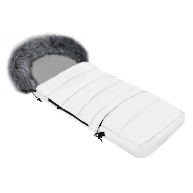 Gesteppter Luxus-Fußsack LOKI mit Kunstfellkragen Kuschelfleece 115 cm | 11 Farben 20 Weiß
