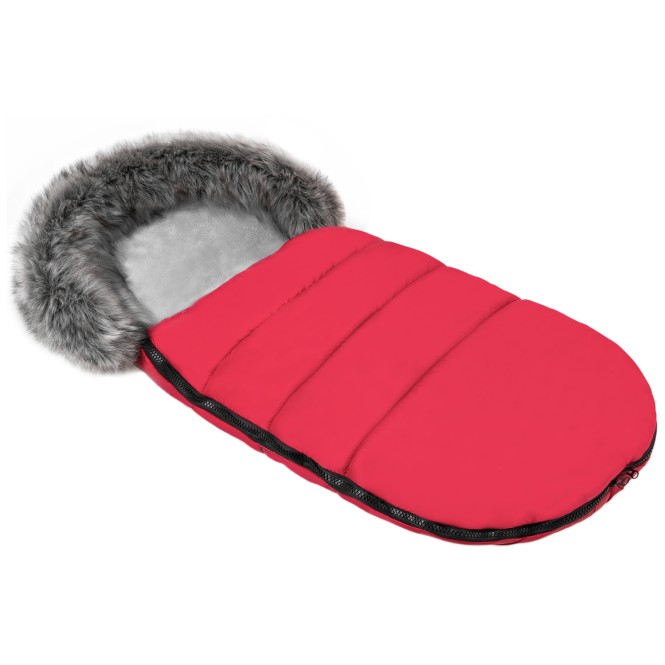 Gesteppter Luxus-Fußsack ODIN mit Kunstfellkragen Kuschelfleece 105 cm | 11 Farben - 04 Rot
