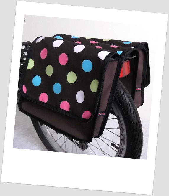 Baby-Joy Fahrradtasche JOY Kinderfahrradtasche Satteltasche Gepäckträgertasche 2 x 5 Liter 26 Dots 1 Brown