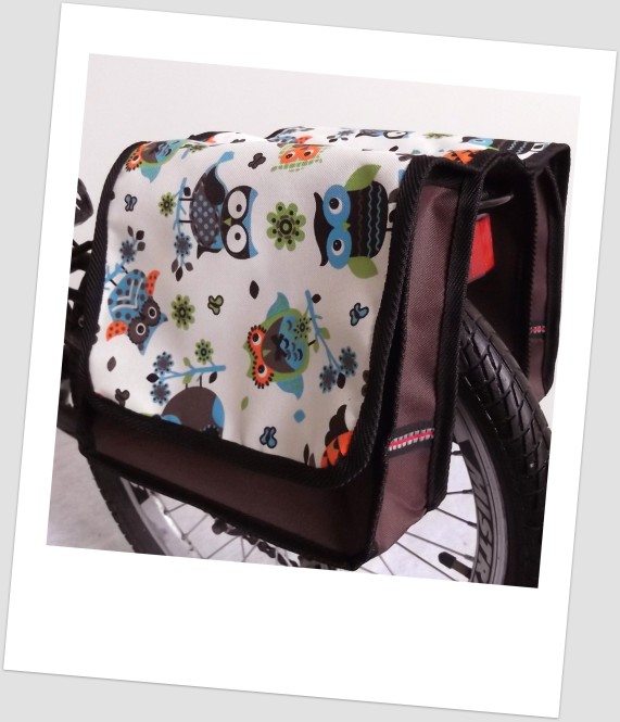 Baby-Joy Fahrradtasche JOY Kinderfahrradtasche Satteltasche Gepäckträgertasche 2 x 5 Liter 32 Owl 5 Türkis-Creme